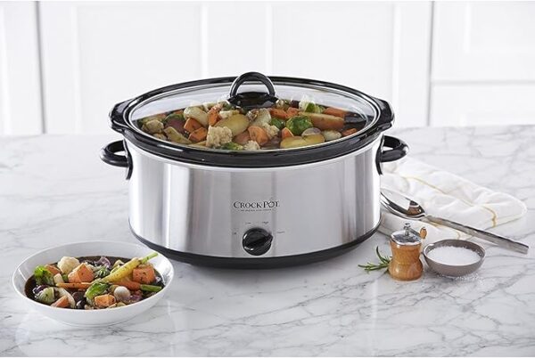 Crock-Pot 7 Quart Oval Manual Slow Cooker, Stainless Steel (SCV700-S-BR), Versatile Cookware - Image 2