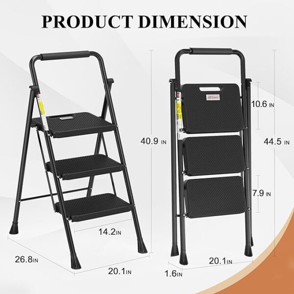 Folding Step Stool with Wide Anti-Slip Pedal - Image 3