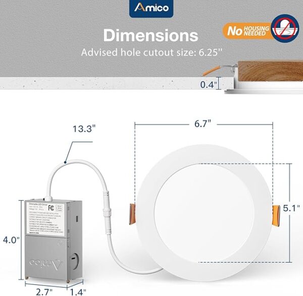 mico 12 Pack 6 Inch 5CCT Ultra-Thin LED - Image 3