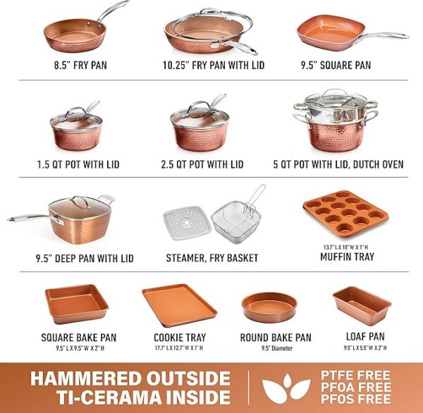 Gotham Steel Hammered Copper Collection - Image 3