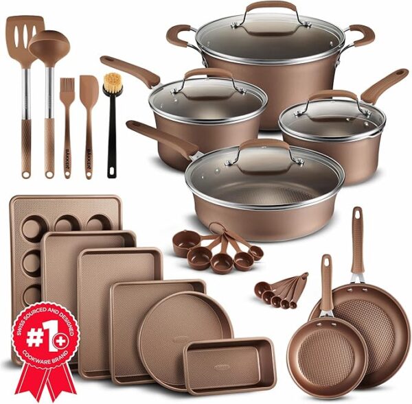 Gold Multi-Sized Cooking Pots with Lids