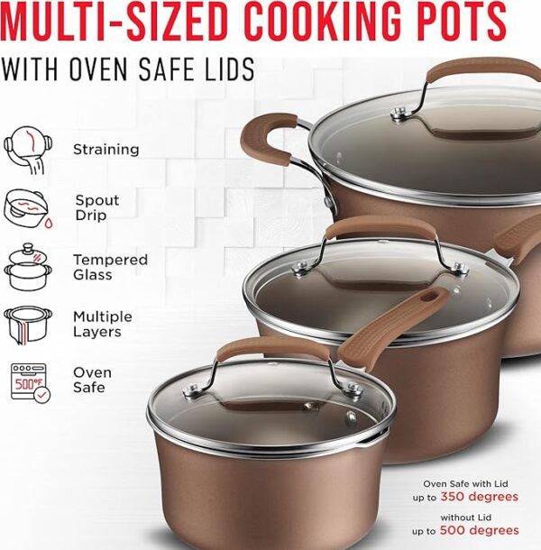 Gold Multi-Sized Cooking Pots with Lids - Image 2