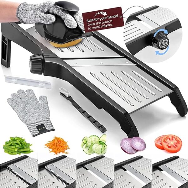 Food Slicer With Cut-Resistant Gloves