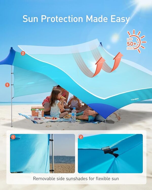 TOURIT Beach Tent Sun Shelter 11x11ft - Image 3